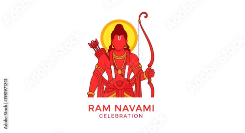Lord Rama Holding Bow and Arrow, Ram Navami Celebration, Indian Festival