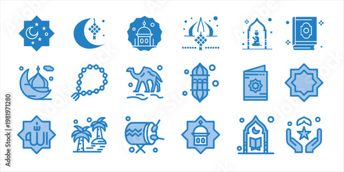 Ramadan and Eid al Adha icon collection vector illustration
