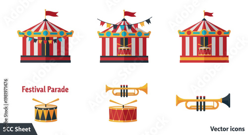 Circus Tents and Musical Instruments - Festival Parade Icons