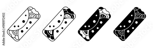 Mexican burrito food icon set for Cinco de Mayo celebration festive meal and culinary themed visuals