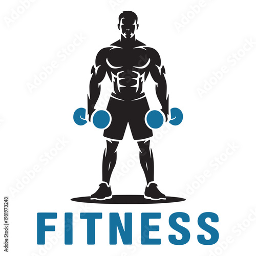 Muscular man lifting weights symbolizing fitness and strength training.