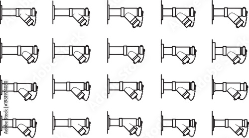 An array of precision-engineered pipes forms a visually captivating geometric pattern. This monochrome graphic highlights the intricacies of mechanical design.