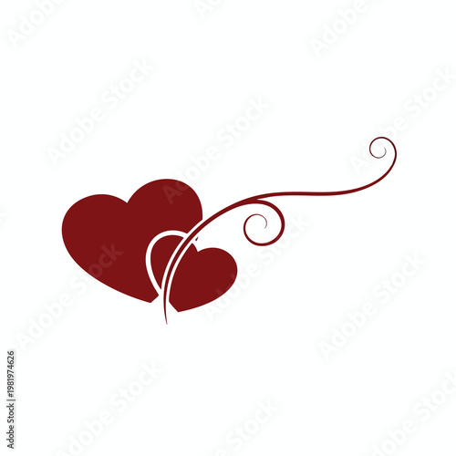 Elegant Heart with Curving Vines for Romantic and Love Themed Designs