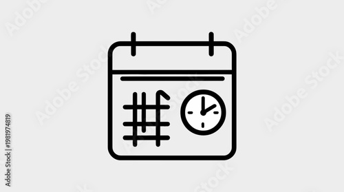 Calendar clock icon for schedule planning and time management projects