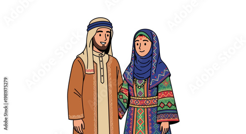 Middle Eastern Couple in Traditional Clothing