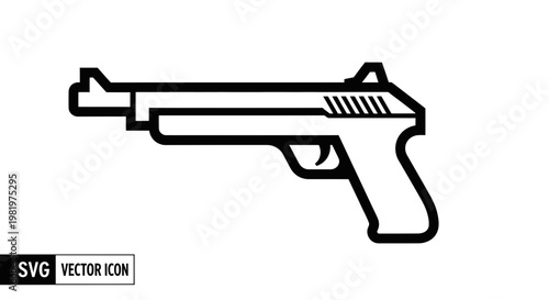 Pistol gun icon. Vector illustration of a handgun silhouette.
