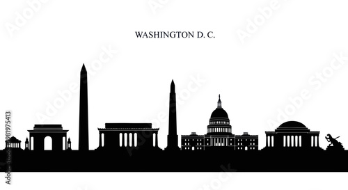 Washington D.C. Skyline Silhouette - Iconic Landmarks