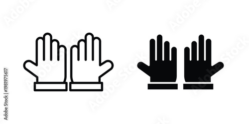 Glove icon editable vector pack. Black flat and line symbols