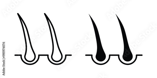 Hair icon editable vector pack. Black flat and line symbols