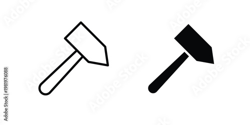 Hammer icon editable vector pack. Black flat and line symbols