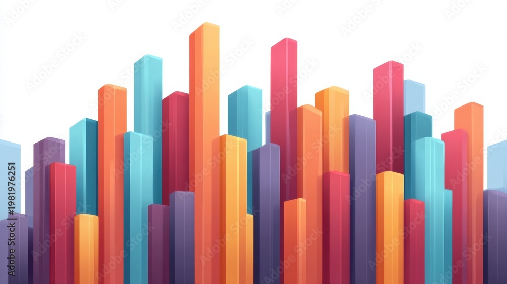 Obraz premium Colorful 3D Rectangular Shapes in Dynamic Arrangement Creating Vibrant Visual Depth and Artistic Expression in a Modern Design Style