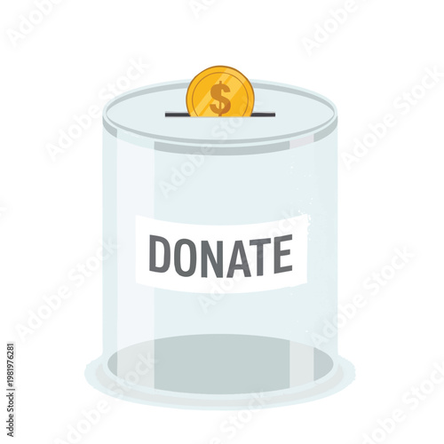Donation Box with Coin for Fundraising and Charitable Giving