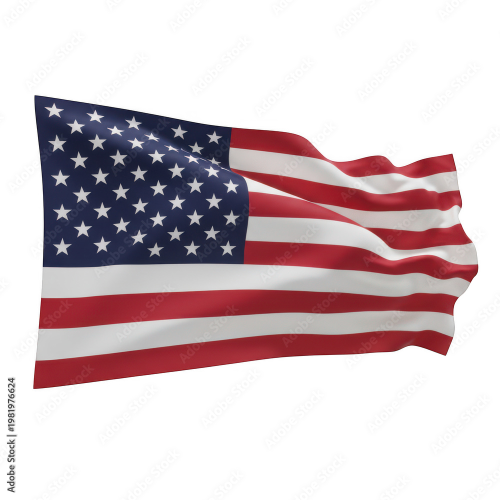 Obraz premium Waving american flag with stars and stripes isolated on a transparent background