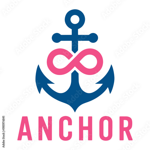 Creative anchor logo featuring intertwined infinity symbol and bold text