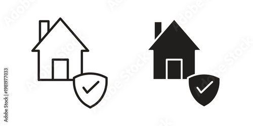Home insurance icon editable vector pack. Black flat and line symbols