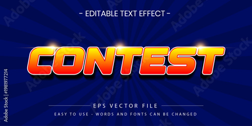 Contest 3D Editable Text Effect with Sunburst Background