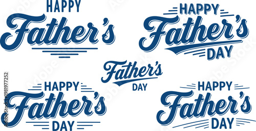 Happy fathers day blue typography