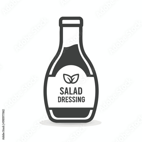 Healthy Salad Dressing Bottle with Fresh Ingredient Illustration