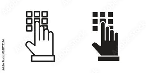 Keypad icon editable vector pack. Black flat and line symbols