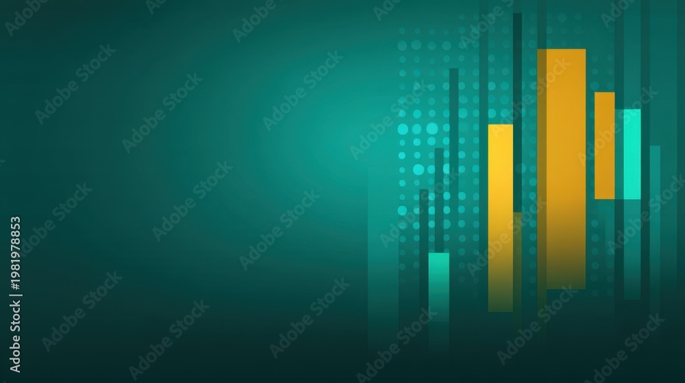 Fototapeta premium Abstract financial background featuring colorful bar graphs and geometric shapes in a modern design for business presentations and financial reports