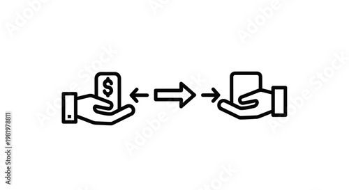 Icon of hands exchanging money with arrows indicating transfer