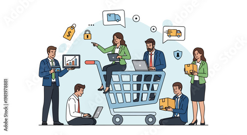 E-commerce, shopping, business, people, cart, online, marketing, commerce, retail, store