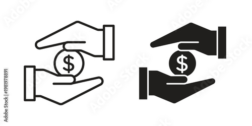 loan icon editable vector pack. Black flat and line symbols