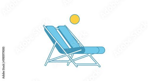 Illustrated beach chair under sunlight for relaxation and vacation concept