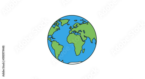 Illustrated earth globe in graphic style isolated on white background