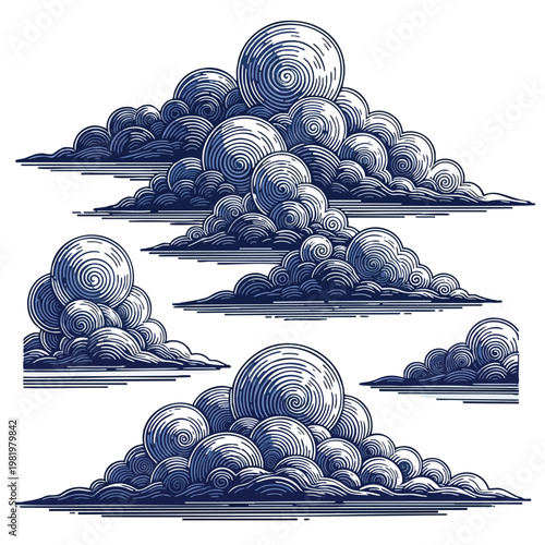 Majestic Voluminous Storm Clouds in Various Formation Styles