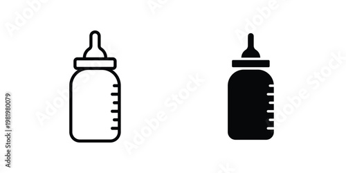 Milk bottle icon editable vector pack. Black flat and line symbols
