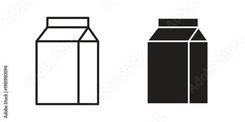 Milk carton icon editable vector pack. Black flat and line symbols