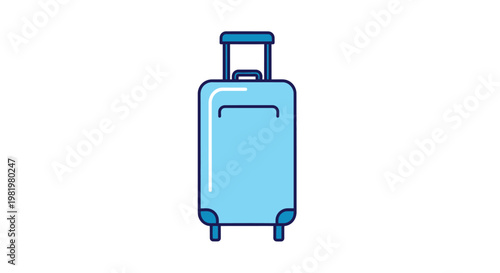 Isolated blue travel suitcase vector illustration against a white background