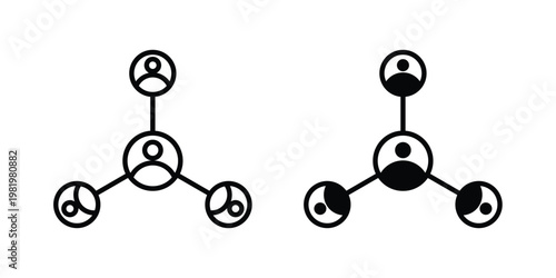 Network icon editable vector pack. Black flat and line symbols