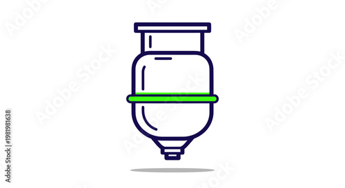 Industrial Glass Jar Icon with Green Band and White Background