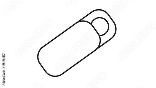 Minimalist black line vector icon of a sleeping bag for camping and outdoor adventure, isolated on a white background. Ideal for travel gear, hiking equipment, and nature exploration graphics.