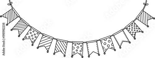 "Decorative Bunting Flags with Various Patterns for Party, Celebration, Festival, and Event Decoration in Websites and Digital Designs"