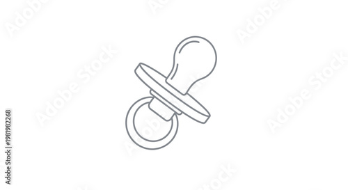 Minimalist line art illustration of a baby pacifier on a white background
