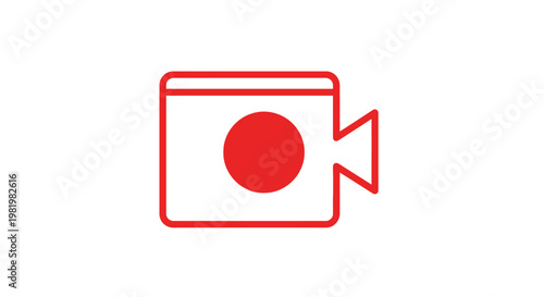 Minimalist red video camera icon for multimedia and content creation