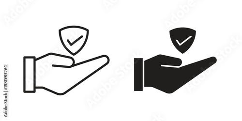 Policyholder icon editable vector pack. Black flat and line symbols