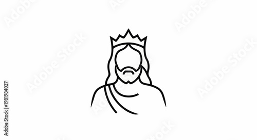 Stylized outline of a crowned figure with a beard