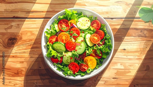fresh salad with tomatoes and cucumbers