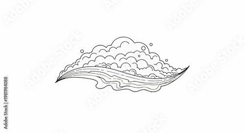 Stylized outline of foamy waves crashing