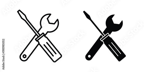 Repair icon editable vector pack. Black flat and line symbols