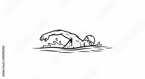 Stylized illustration of a person swimming the crawl stroke