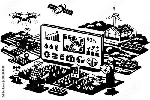 Precision Farming Isometric Design – Agritech and Data Monitoring