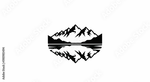 Stylized mountain range reflected in water, a minimalist graphic