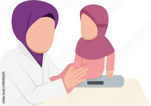 Hijab Doctor Weighing A Baby