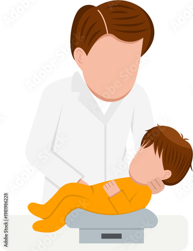 Male Doctor Weighing A Baby