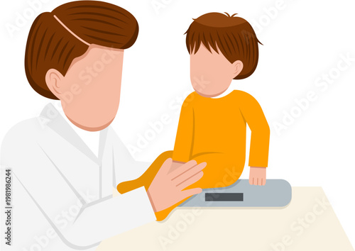 Male Doctor Weighing A Baby